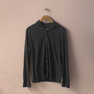 JF J. Ferrar Men's Dark Charcoal Gray Long Sleeve Button Down Shirt GUC Size M